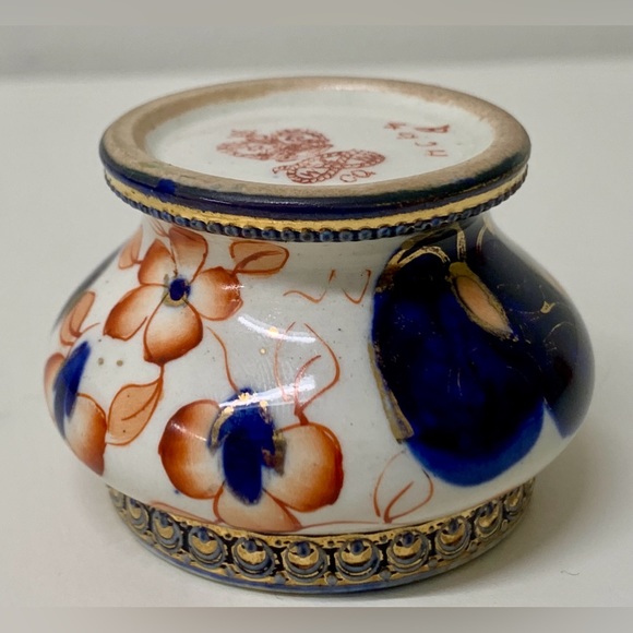 19th Century Antique Gaudy Welsh Unrecorded Pattern Metal Banded Salt Vessel - Picture 7 of 16